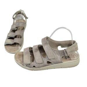 Mephisto Mobils Air-Relax Sz EU 40 US 10 Taupe Leather Triple Strap Sandals EUC